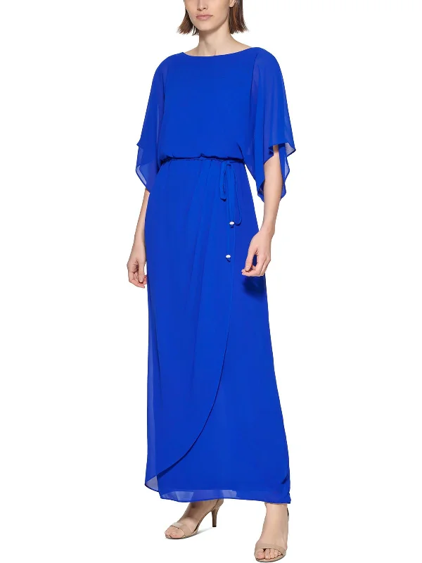 Bell-Sleeve DressPetites Womens Dolman Long Maxi Dress