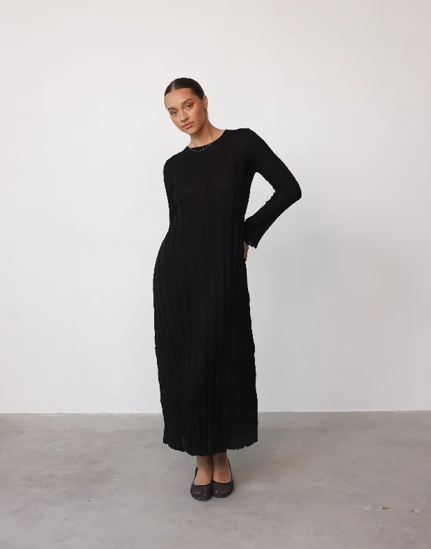 women's party dressesJemima Long Sleeve Maxi Dress (Black)