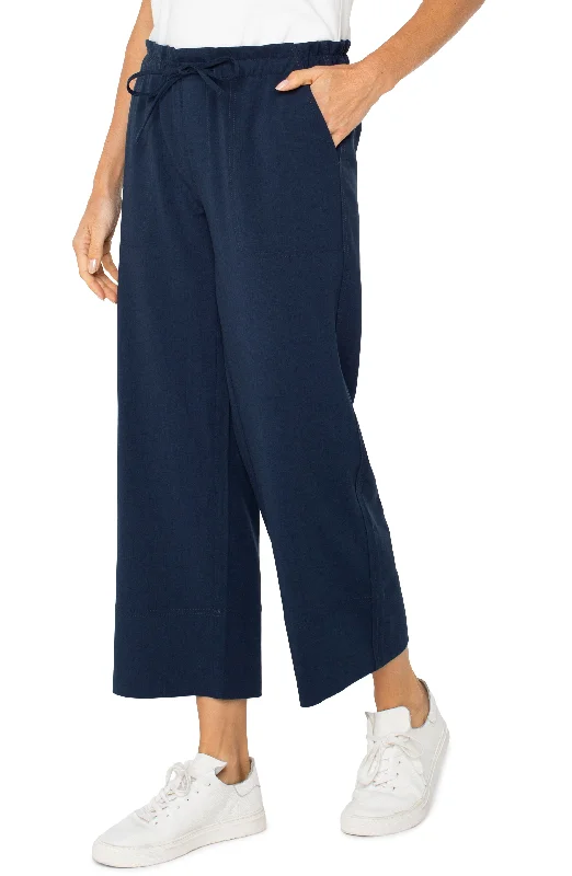 women's drawstring pantsPULL-ON TIE WAIST WIDE LEG ANKLE