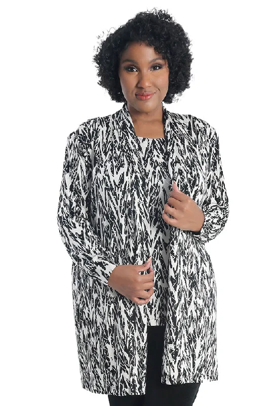 women's distressed pantsVikki Vi Classic Glitzy Zebra Long Kimono Jacket