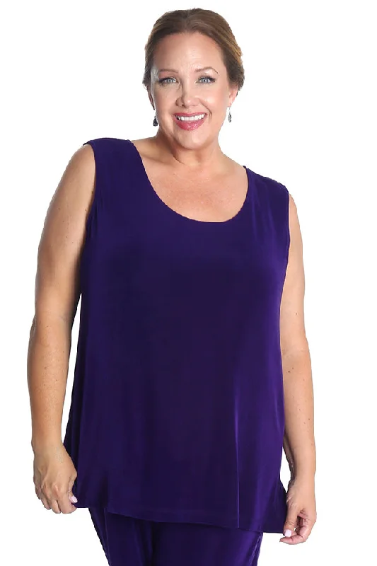 women's workout pantsVikki Vi Classic Royal Purple Sleeveless Tunic