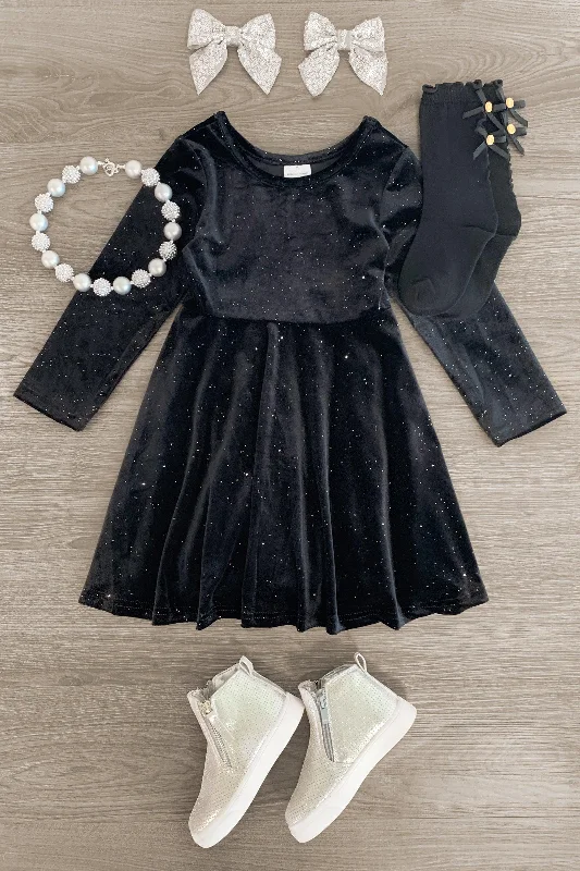 Chiffon DressBlack Velvet Glitter Dress