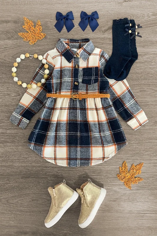 Zip-Up DressBlue Plaid Flannel Dress