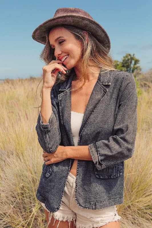 Bow-Tie DressDenim Perfection Washed Black Blazer