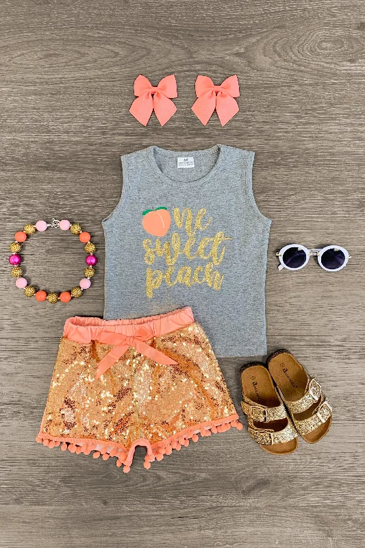 Body-Hugging Dress"One Sweet Peach" Sequin Short Set