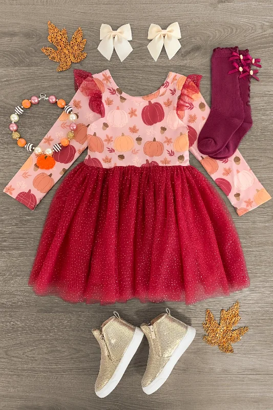 women's maternity dressesPink Pumpkin Glitter Tutu Dress