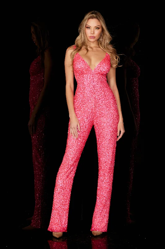 women's jumpsuits for everyday wearAleta 1034 Fitted Long Formal Prom Sequin Jumpsuit