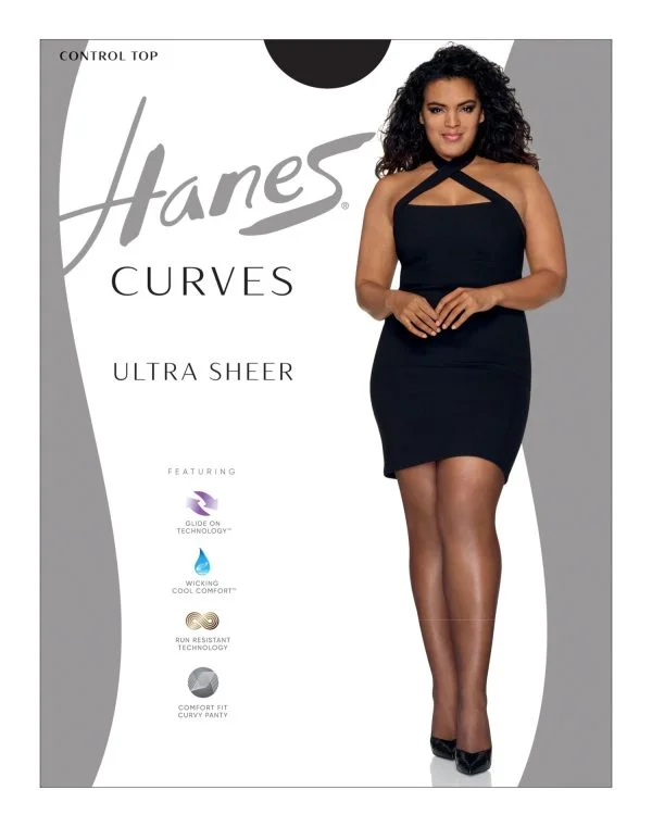 Classic Silk Stockings StylesHANES CURVES 10 DEN ULTRA SHEER CONTROL TOP HSP001