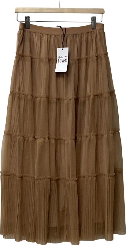 women's chiffon maxi skirtsEleven Loves Brown Pearl Pleated Tulle Skirt (caramel) UK S/M