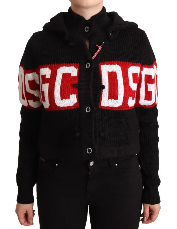 Pullover SweatersGCDS  Cashmere Hooded Button Down Logo Cardigan Women's Jacket