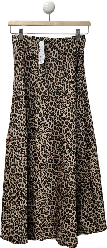 women's designer floral skirtsN°1 George Street Brown Lola Leopard Print Skirt UK S