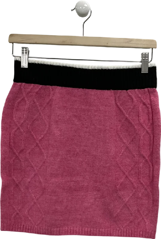 women's chiffon skirtsNext Pink Contrast Fitted Cable Knitted Mini Skirt UK XS