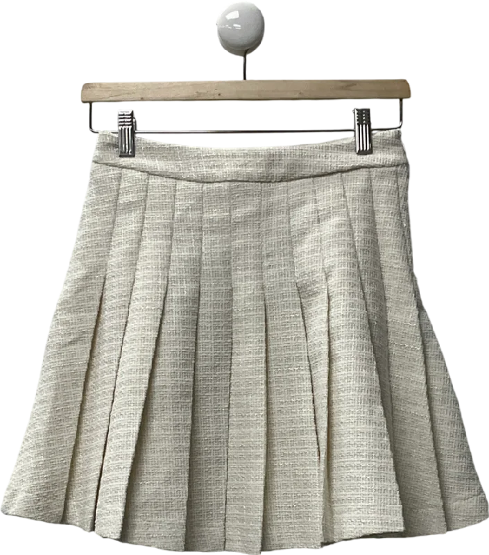 women's adventure-ready evening skirtsSHEIN White Romantic Women’s Sweetheart Apricot Pleated Tweed Skirt UK S