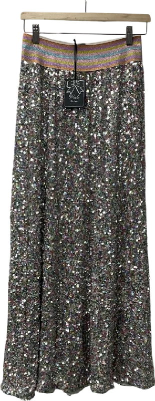 women's button-down skirtsWish Metallic Seline Sequin Skirt Multi- Coloured UK L